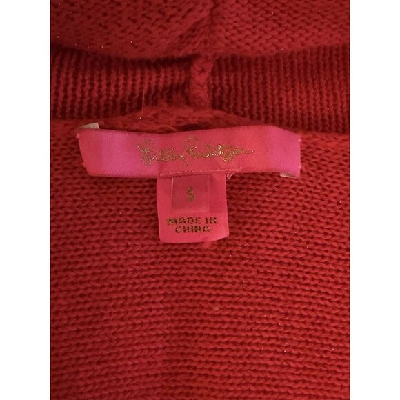 Lilly Pulitzer Tatum Red Metallic Tasseled Women’s Open Cardigan Size Small - Picture 5 of 9